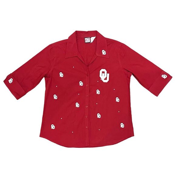 Vintage Cadre Athletic Embroidered University of Oklahoma Button Down - Sz Small - Picture 1 of 5